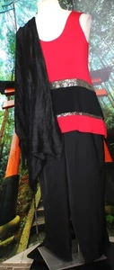 BEADED COCKTAIL PANTS SUIT SEPARATE BLACK RED 1X plus - Picture 1 of 8