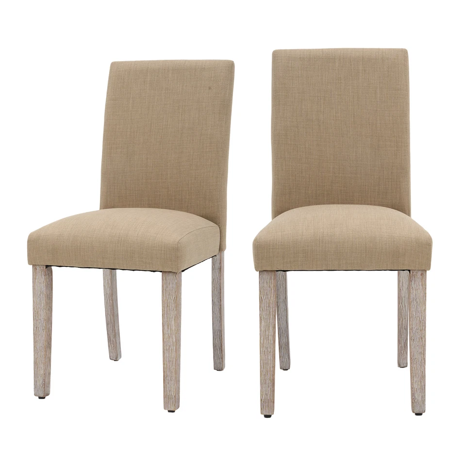 36.5" Set of 2 Dining Room Chairs Kitchen Seats Cloth Cover with Wood Legs - Image 1 of 4
