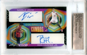 2022-23 Leaf Vivid Colorful Combos Nikola Jovic/Ron Harper CLEAR BLACK AUTO 1/1 - Picture 1 of 2