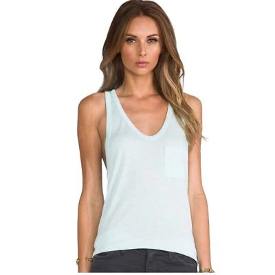 Camiseta sin mangas clásica T by Alexander Wang con bolsillo en azul cielo talla grande NUEVA NUEVA CON ETIQUETAS Foto 1 de 4