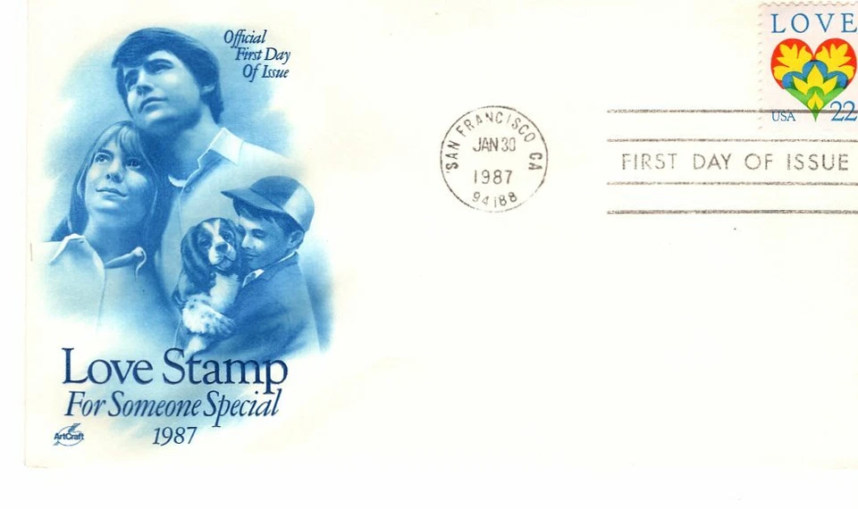 USPS First Day Issue #2248 – 1987 22c Love Series: Hearts and Flowers ST1875 - Image 1 of 1