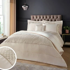 Catherine Lansfield Deco Sequin Luxury Duvet Cover Bedroom Collection Champagne - Picture 1 of 50