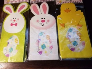 NEW 6 PACKS OF 4 SACKS EA = 24 EASTER GIFT TREAT BAGS Wh Bunny, Chick, Grn Bunny - Picture 1 of 3