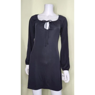 XOXO Madison Keyhole Tie Mini Dress Size Medium Black Cut Out Sleeves Y2K 90s - Image 1 of 4