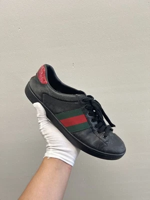Zapatillas Deportivas Gucci Ace Cuero Negro Rojo Serpiente Para Hombre UK 10 US 11 EU 44 Foto 1 de 4