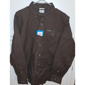 Columbia Mens Rapid River Ripstop Button Down woven Shirt Casual Brown Small NWT - Picture 1 of 4