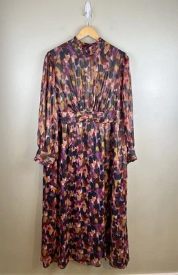 Maxi Vestido Donna Morgan Talla 14 Estampado Abstracto Manga Larga Colorido Manga Volantes Foto 1 de 4