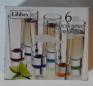 Set 6 Bicchieri Libbey Colors Crisa Shot con Scatola Basi Multicolore 2 Oz - Foto 1 di 3