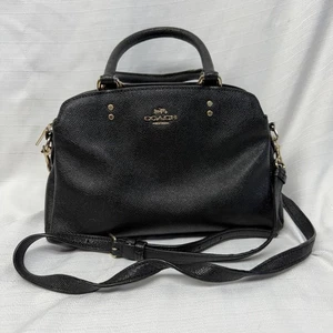 COACH Lillie Carryall Crossbody Satchel Bag Black Leather *READ* - Picture 1 of 22
