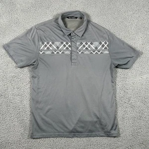 Travis Mathew Polo Shirt Mens Large Gray Argyle Pattern Golf Performance - Picture 1 of 7