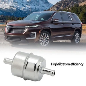 3/8in High Flow Fuel Filter Inline Hose 9746 Chrome Universial For - Picture 1 of 22