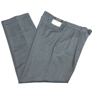 $200 Jos A Bank Traveler Men's 40R (Fits 33x30) Gray Pants Pleated Herringbone - Picture 1 of 8