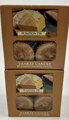 Yankee Candle Pumpkin Pie Scented Tea Lights Lot Of 2 Boxes Of 12 New - Imagem 1 de 2