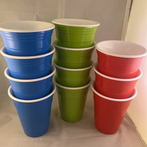 Tazze riutilizzabili 16 oz doppia parete isolate verde rosso blu festa - set di 11 - Foto 1 di 1
