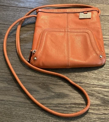 Cartera Bandolera Tignanello Cuero Genuino Naranja Quemado Multi Compartimento Foto 1 de 4