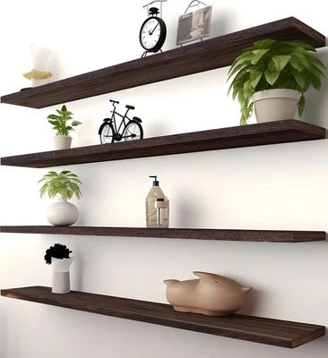 36 Inch Wood Floating Shelves for Wall, Wooden Wall Shelves for Bedroom, Set of - Image 1 of 4