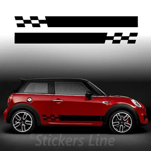 Adesivi MINI COOPER fasce stripes fiancate SCACCHI John Cooper strisce laterali - Foto 1 di 1