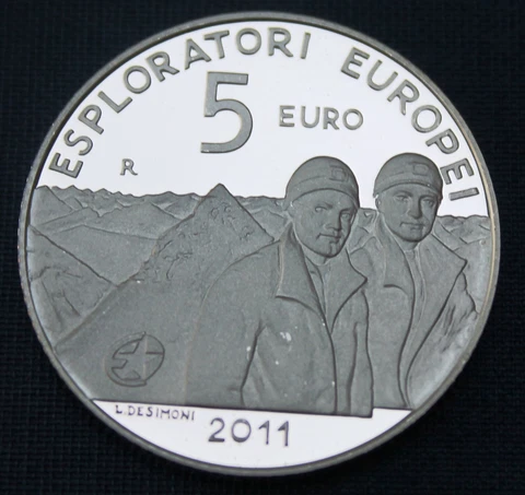 San Marino 5€ Silver Proof 2011R European Explorers L. Desimoni KM#501 .925Ag Cover