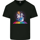 Mystical Panda Bear Unicorn Cat And Shark Mens V-Neck Cotton T-Shirt