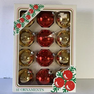 Vintage Lot of 12 Glass Ball Christmas Ornaments Rauch Gold and Red READ Below - Picture 1 of 12