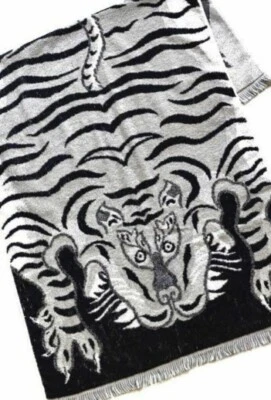 CAL O LINE TIBETAN TIGER DECKE TOW Baumwolle Navy Schwarz 60×125cm - Bild 1 von 4