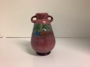 Roseville Baneda rosa 1932 vaso ceramica art deco vintage 602-6 con decalcomania in lamina - Foto 1 di 12