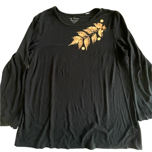 Chicos Womens Large Sz 2Top Stretch Knit Long Sleeve Leaf Design Rayon Spandex - Picture 1 of 7