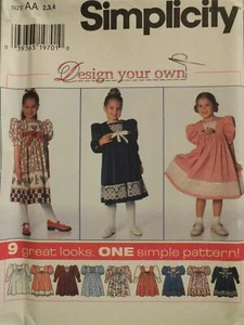 Fab OOP SIMPLICITY 7411 Girls Design Your Own Dress in 9 Looks PATTERN 2-3-4 UC - Picture 1 of 4