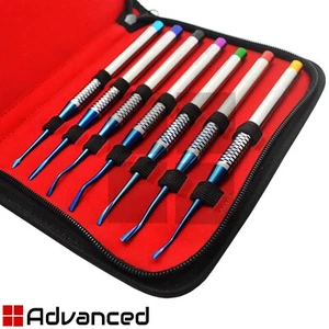 Elevadores de raíces dentales PDL luxantes puntas azules conjunto de 7 periotomas de extracción dental - Imagen 1 de 12