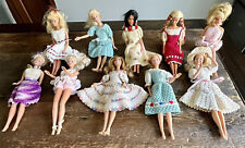 Lot of 10 Barbies With Vintage Crocheted Dresses Formal Party Holiday Ethnic