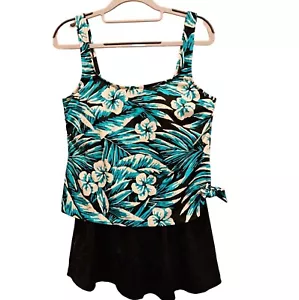 Azul One Piece Swimsuit Womens 12 Floral Hibiscus Colorful Back skirt compressio - Picture 1 of 10