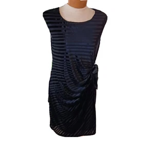 Size Medium Motherhood Striped Velour Dress Festive Maternity Black Formal Bow - Picture 1 of 7