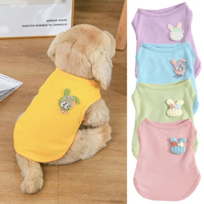 Cute Pet Clothes Cat Small Dog T-Shirts for Puppy Chihuahua Waffle Vest Clothing - Image 1 of 4