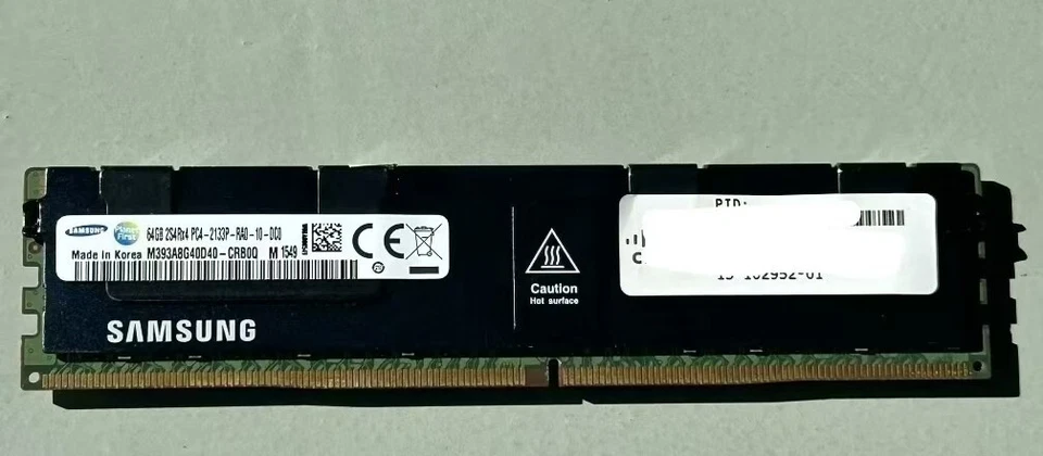 SAMSUNG 64GB DDR4 2133 2S4Rx4 PC4-17000 M393A8G40D40-CRB0Q 288p Server RDIMM RAM - Image 1 of 1