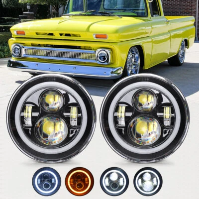 Par de faróis de LED redondos 7" Halo Angel Eyes para 1961~1974 Chevrolet C10 Pickup - Imagem 1 de 4