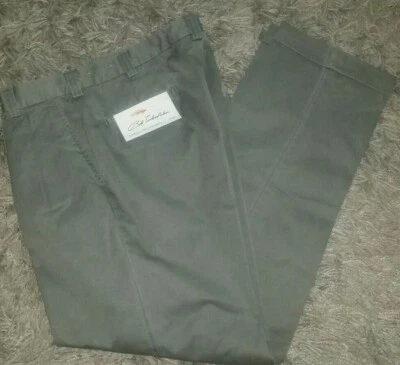 NUEVO CON ETIQUETAS Bob Timberlake Talla 36x34 Caqui Verde Gris Plisado Frontal ~ Bolsillos Pantalones con Puños* Foto 1 de 4