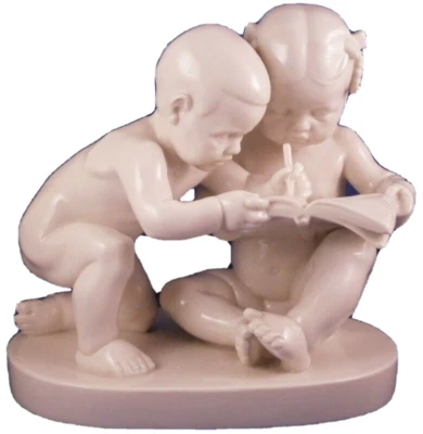 Schwarzburger Werkstatten Porcelain Girl & Boy Figura Figura Porcelana Figura Foto 1 de 4