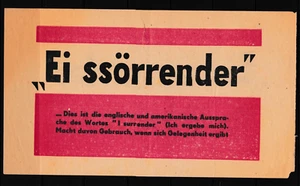WWII BRITISH AIR DROP PROPAGANDA LEAFLET ITALY SURRENDER 1944-5 EI SORRENDER - Picture 1 of 2