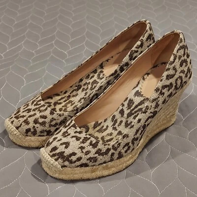 J. Crew Seville Espadrille Wedge Heels Womens 6 Tan Leopard Print 84826 - Image 1 of 4
