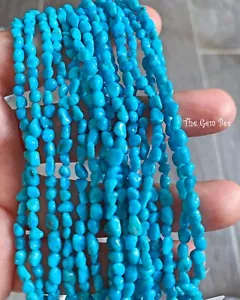 3.3mm Sleeping Beauty Turquoise Freeform Organic Rough Nuggets 8 inch strand - Picture 1 of 8