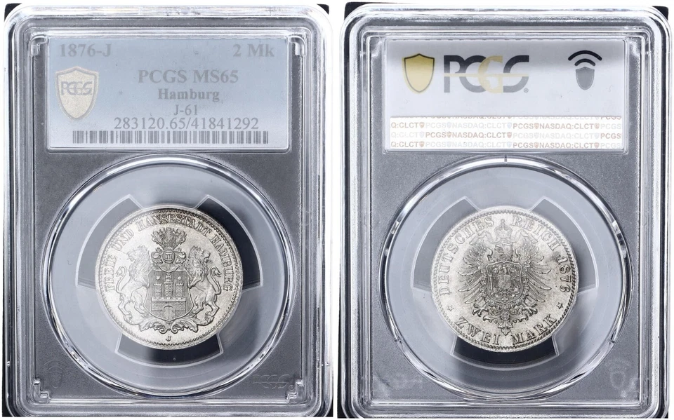 Hamburg 2 Mark 1876 J J-61 PCGS Certified MS65 Uncirculated - 123194 - Image 1 of 1