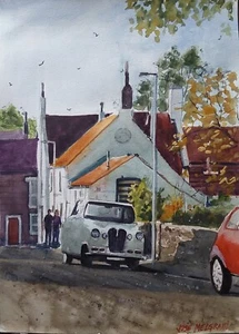 Aquarell Originalgemälde 11"" x 15"" ""Ländliches Dorf, England"" KEIN DRUCK - Bild 1 von 6
