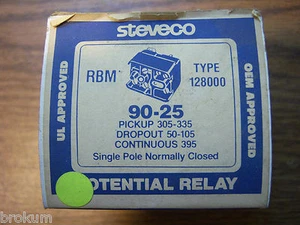 NUEVO RELÉ POTENCIAL RODGERS BLANCO 90-25 RBM TIPO 128000 POLO ÚNICO NORMALMENTE CLO - Imagen 1 de 4