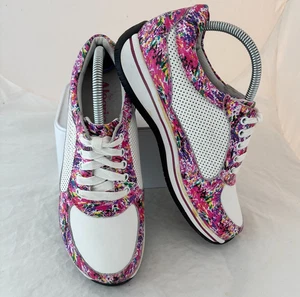 Alegria by PG Lite White & Pink Leather Comfort Casual Walking Shoes Size 39 8.5 - Picture 1 of 7