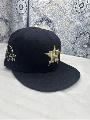 Houston Astros 2017 World Series CHAMPIONS New Era 59FIFTY Hat Cap 6-3/4 Blue - Image 1 of 4