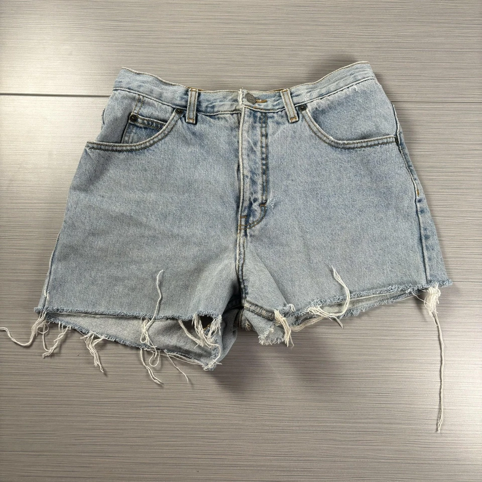 Vintage Calvin Klein Shorts Womens 12 Denim High Rise Cutoff Frayed Made USA 90s - Image 1 of 4