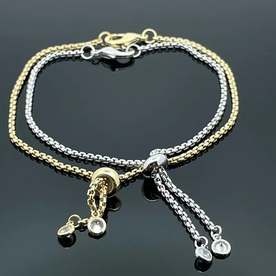 2-ER SET: SLIDER ARMBAND BICOLOR MIT ZIRKONIA SCHMUCKJAGD - Bild 1 von 4