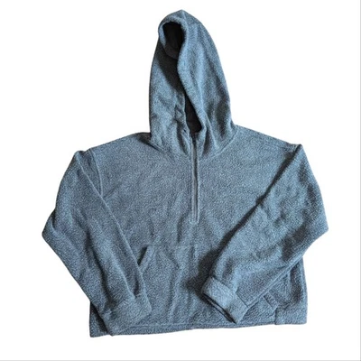 American Eagle Gray 1/4 Zip Fleece Pullover Cropped Sweatshirt Hoodie - Image 1 of 4