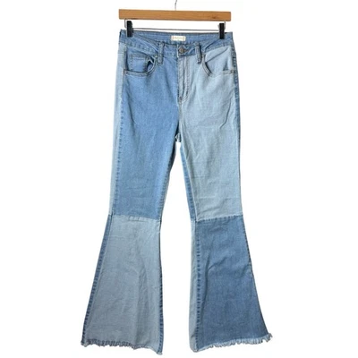 Pantalones de mezclilla Altar’d State para mujer 28 retazos acampanados tiro alto elásticos boho hippie Foto 1 de 4
