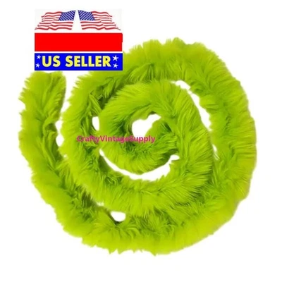 1 yarda verde lima imitación piel ribete artificial peludo tira costura manualidades hágalo usted mismo Foto 1 de 2